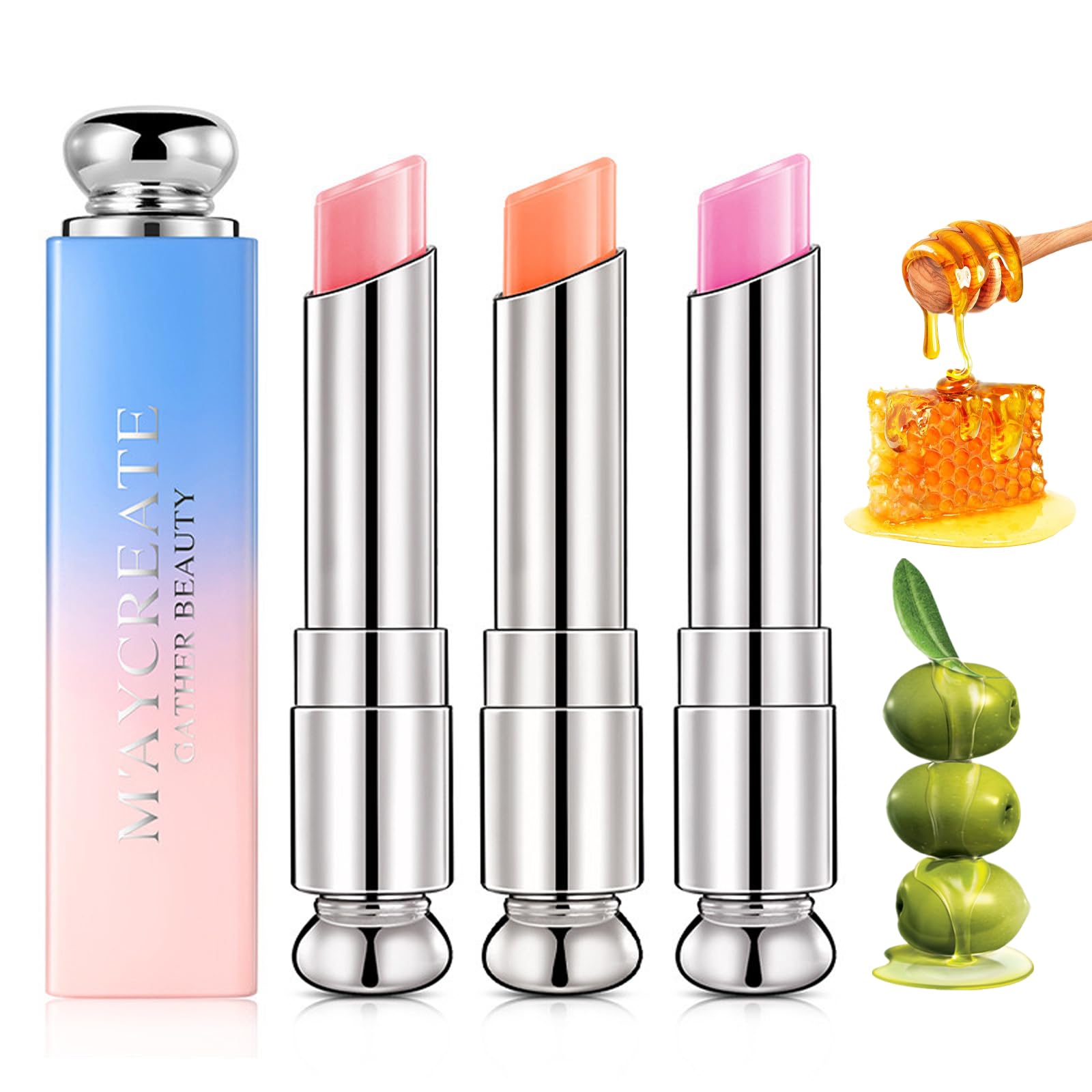 Jelly Lip Balm Set, 3PC Magic Temperature Color Change Tinted Lip Balm for girls,Long Lasting Moisturizer Lip Gloss, Jelly Lipstick Gift Set