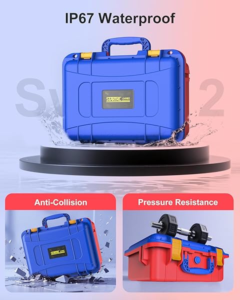STARTRC GAMES HARD CARRYING CASE FOR NINTENDO SWITCH 2, PROFESSIONAL DELUXE IP67 WATERPROOF, SOFT LINING HARD TRAVEL CASE FOR NINTENDO SWITCH 2 CONSOLE PRO CONTROLLER & ACCESSORIES (RED & BLUE)