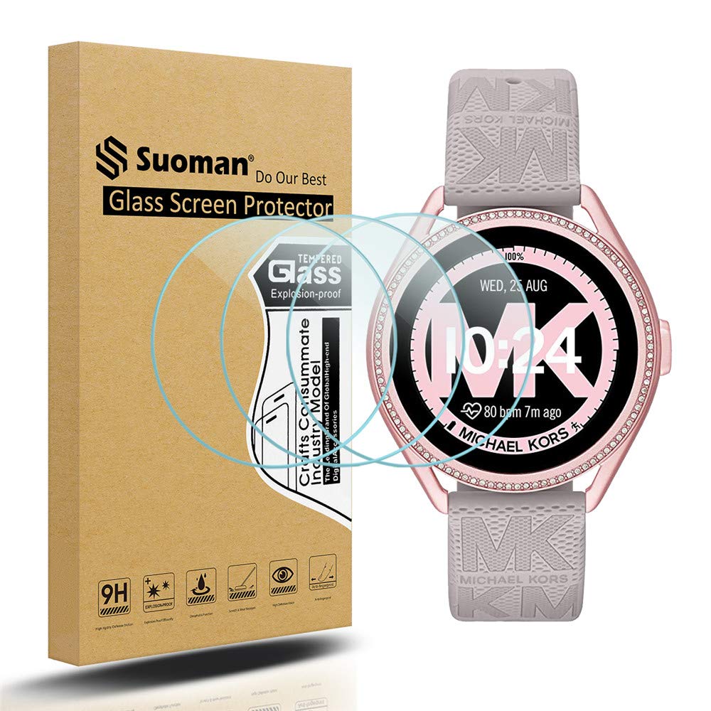 Photo 1 of Suoman 3-Pack for Michael Kors Women's MKGO Gen 5E 43mm Screen Protector, 2.5D 9H Hardness Ultra-Thin Tempered Glass Screen Protective Film [Anti-Scratch]