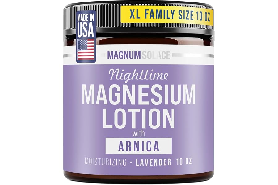 Nighttime Magnesium Lotion with Arnica – Highly Concentrated Magnesium for Muscles & Joints – Apply to Legs or Feet Before Bed – Skin-Friendly, Large 10 oz