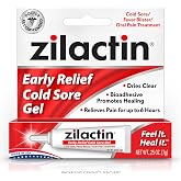 Zilactin Instant Relief Cold Sore Treatment Gel 0.25 Oz, Pack of 1 | Fast, Long Lasting Relief of Cold Sores &amp; Fever Blisters, Bioadhesive Technology, Up to 6 Hours of Protection, Made in USA