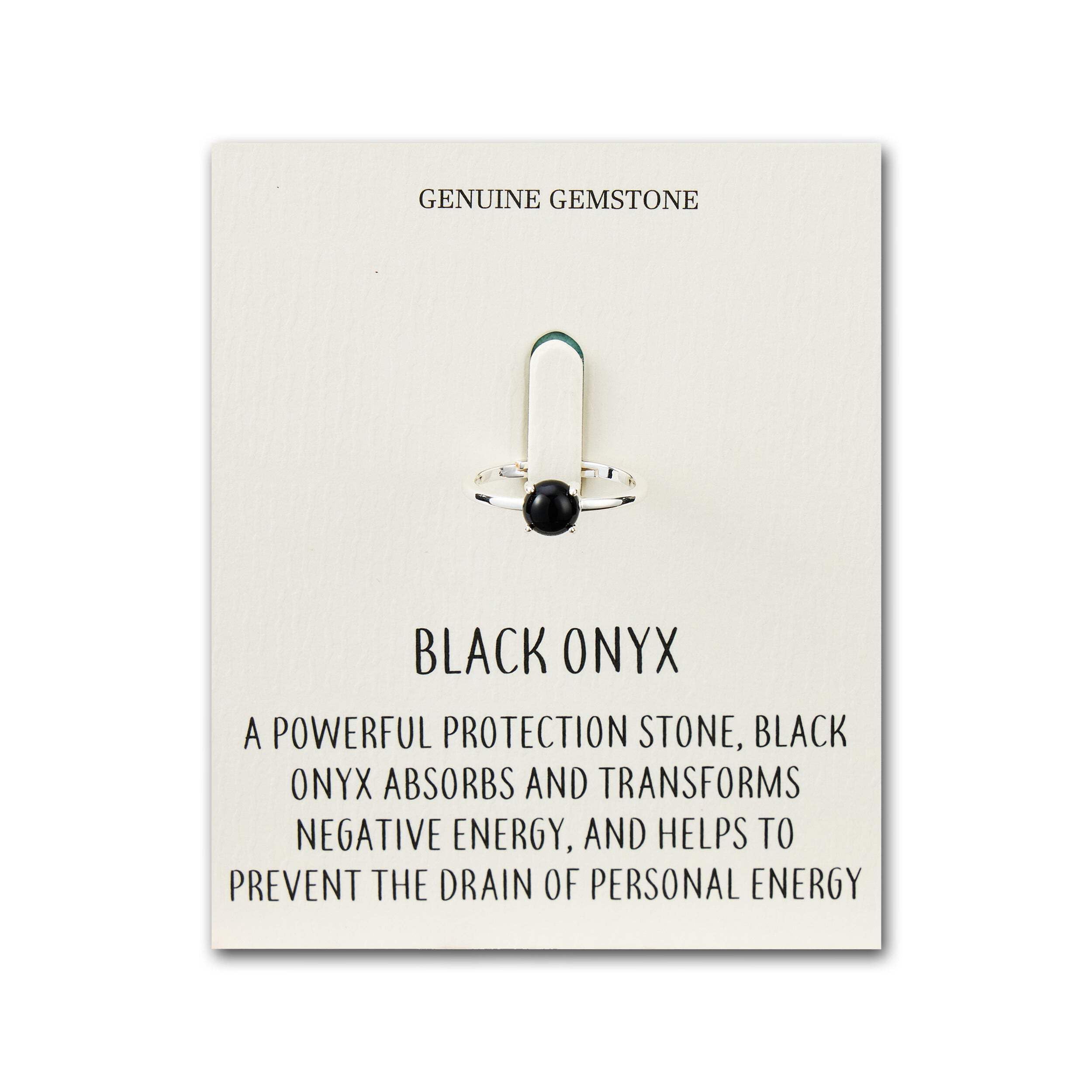 Philip Jones Black Onyx Adjustable Ring with Quote Card