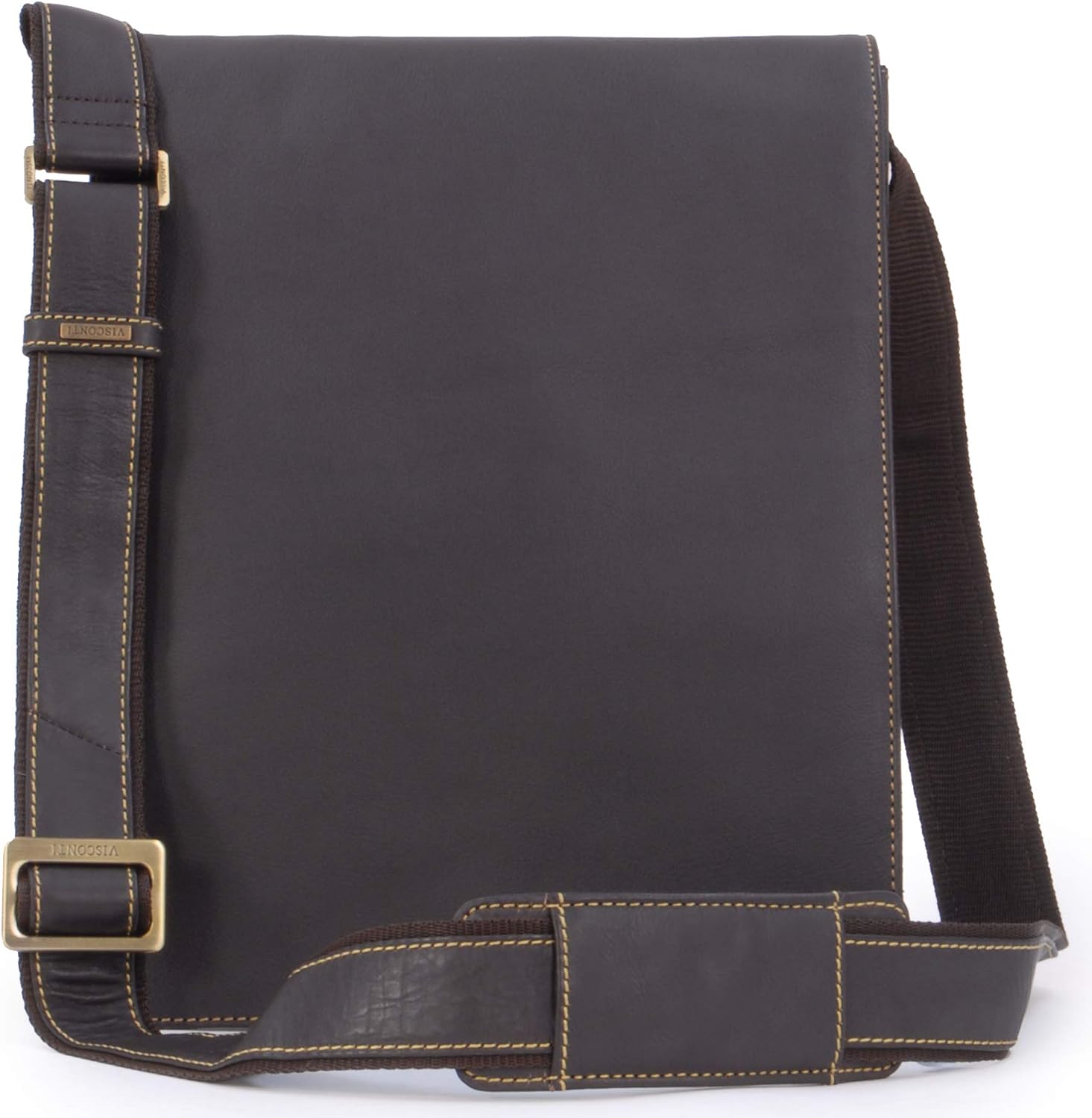 VISCONTI - Leather Shoulder Bag For Men - Medium Crossbody Messenger Bag For Work - Fits Tablet and A5 Notebooks - 18410 Jasper - Mocha