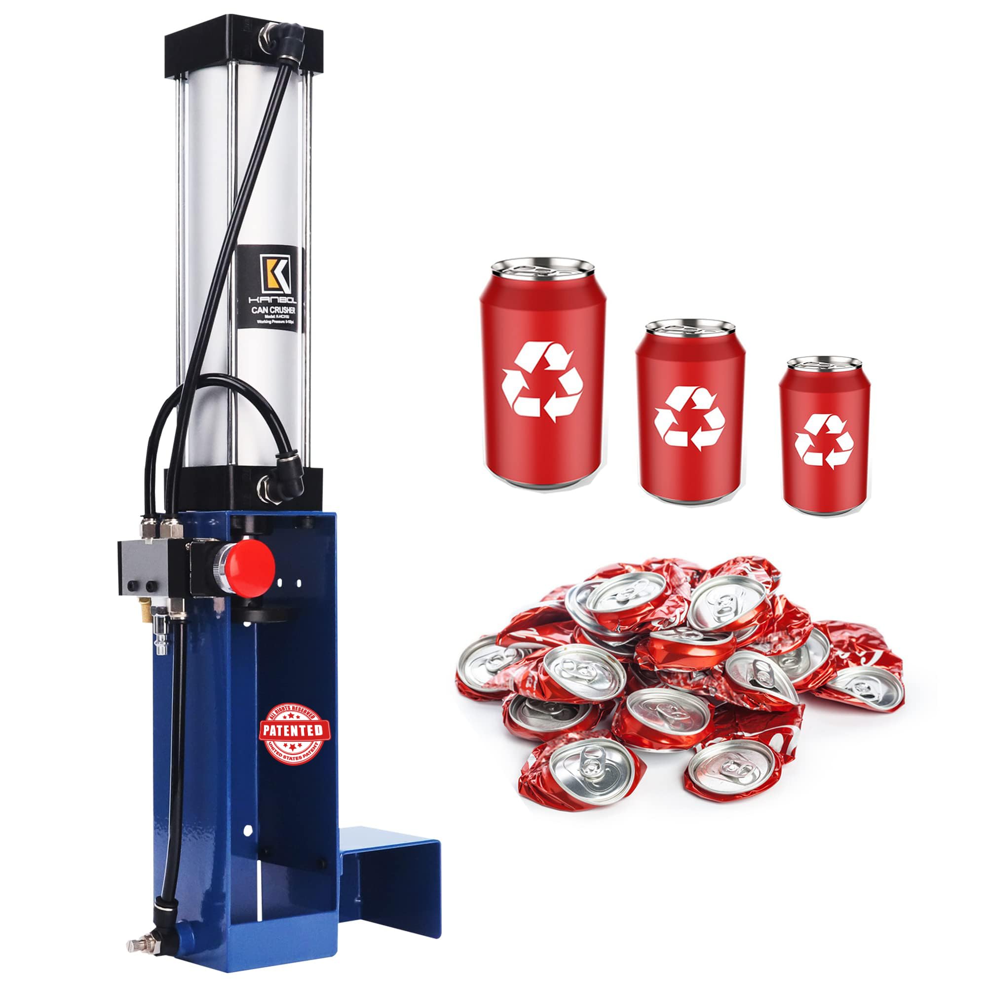 Photo 1 of KANBOL Pneumatic Can Crusher with Auto Feed for 12oz & 16oz Aluminum Cans, Wall Mounted Recycling Tool - Perfect Holiday Gift for Home & Office, Boxing Day & New Year Deals -Blue