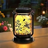 Lightshyer Hummingbird Solar Lanterns Outdoor Waterproof Hanging Solar Lantern Lights Garden Decor Valentines Day Gifts for Women Mom Grandma Sister Birthday, 1 Pcs Lanterns & 3 Pcs Patterns