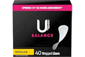 U by Kotex Balance Wrapped Panty Liners for women (Previously 'LightDays Plus'), Regular Length, 40 Count (Packaging May Vary