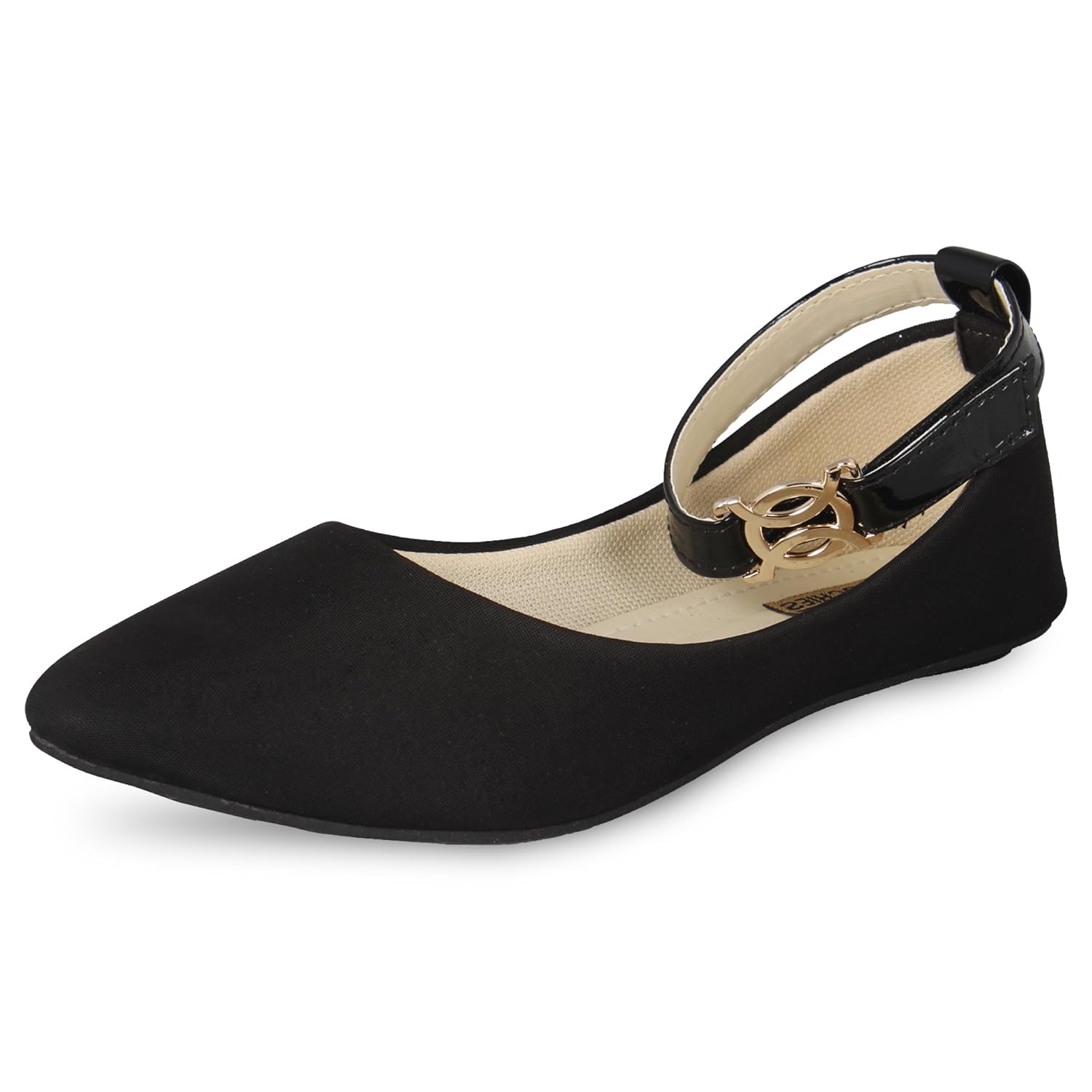 anand archies girl's black leather bellies