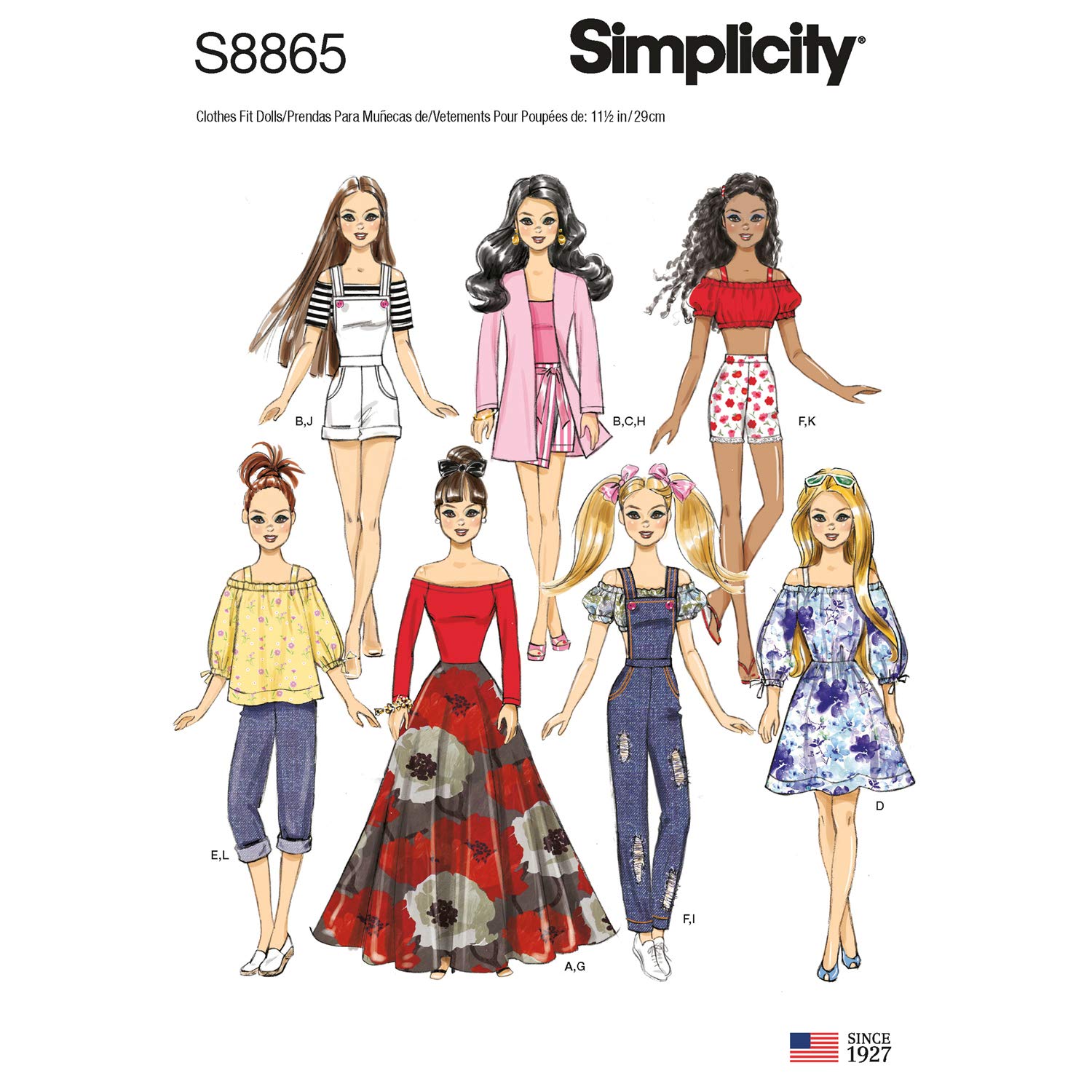 Simplicity Sewing Pattern S8865 11 1/2″ Fashion Doll Clothes