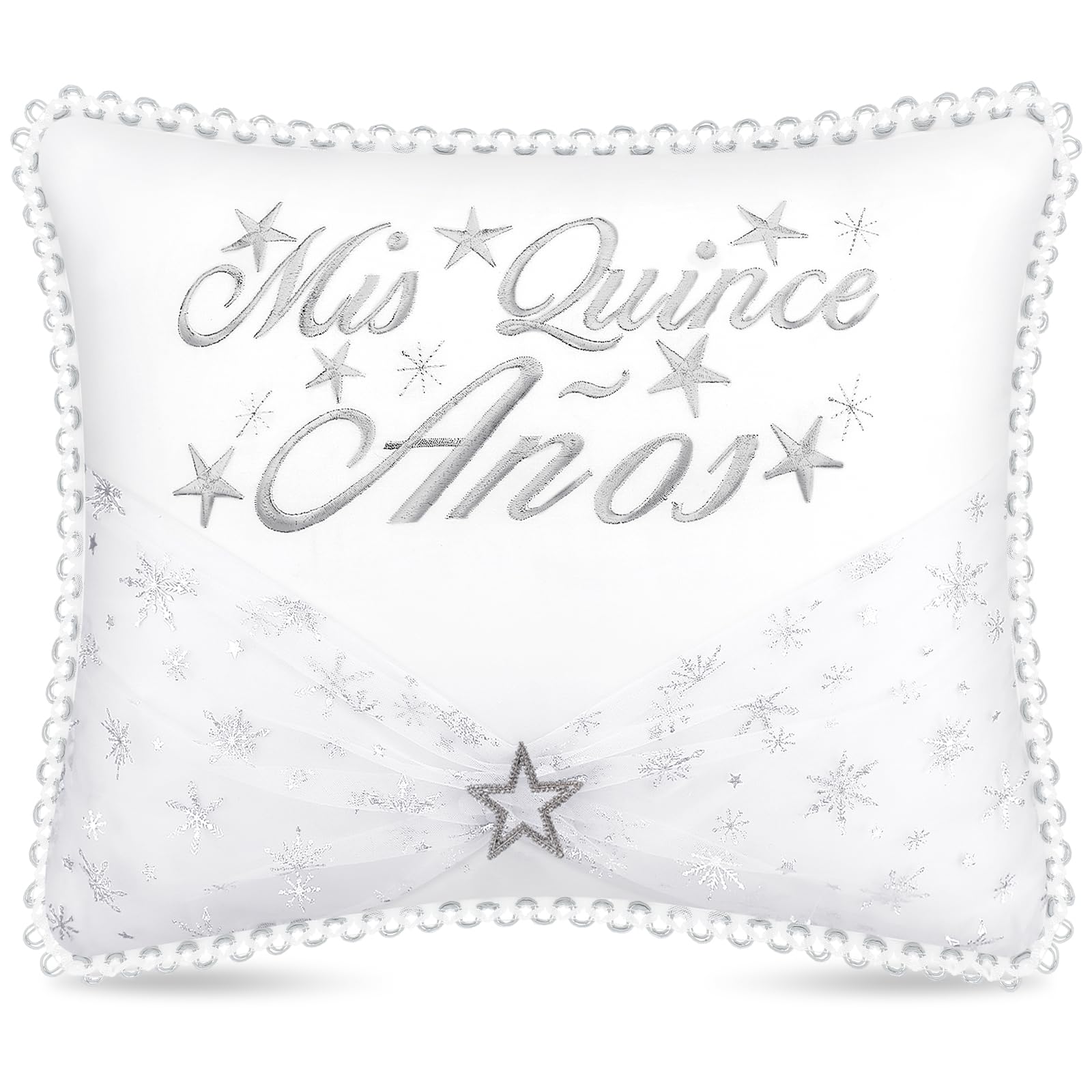 Photo 1 of Beeveer Quinceañera Pillow 13 x 16 Inches White 15th Birthday Lace Pillows with Pillowcase Mis Quince Años Quinceanera Gift Decoration for Girls Chairs Sofas Ceremony Souvenir
