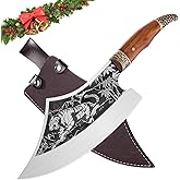 Purple Dragon Meat Cleaver Knife - Heavy Duty Butcher Knife for Meat Cutting, Stainless Steel Bone Chopper Knifes, Christmas Gifts for Men