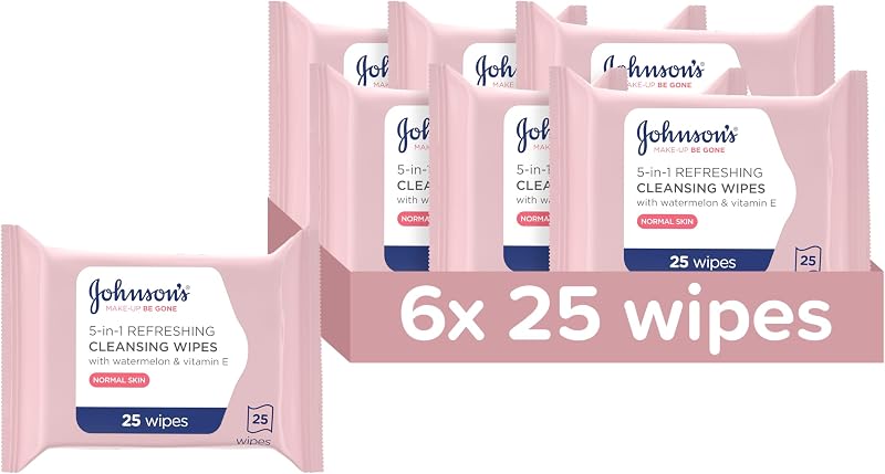 Johnson's Face Care Make Up Be Gone Refreshing Wipes 6 x 25
