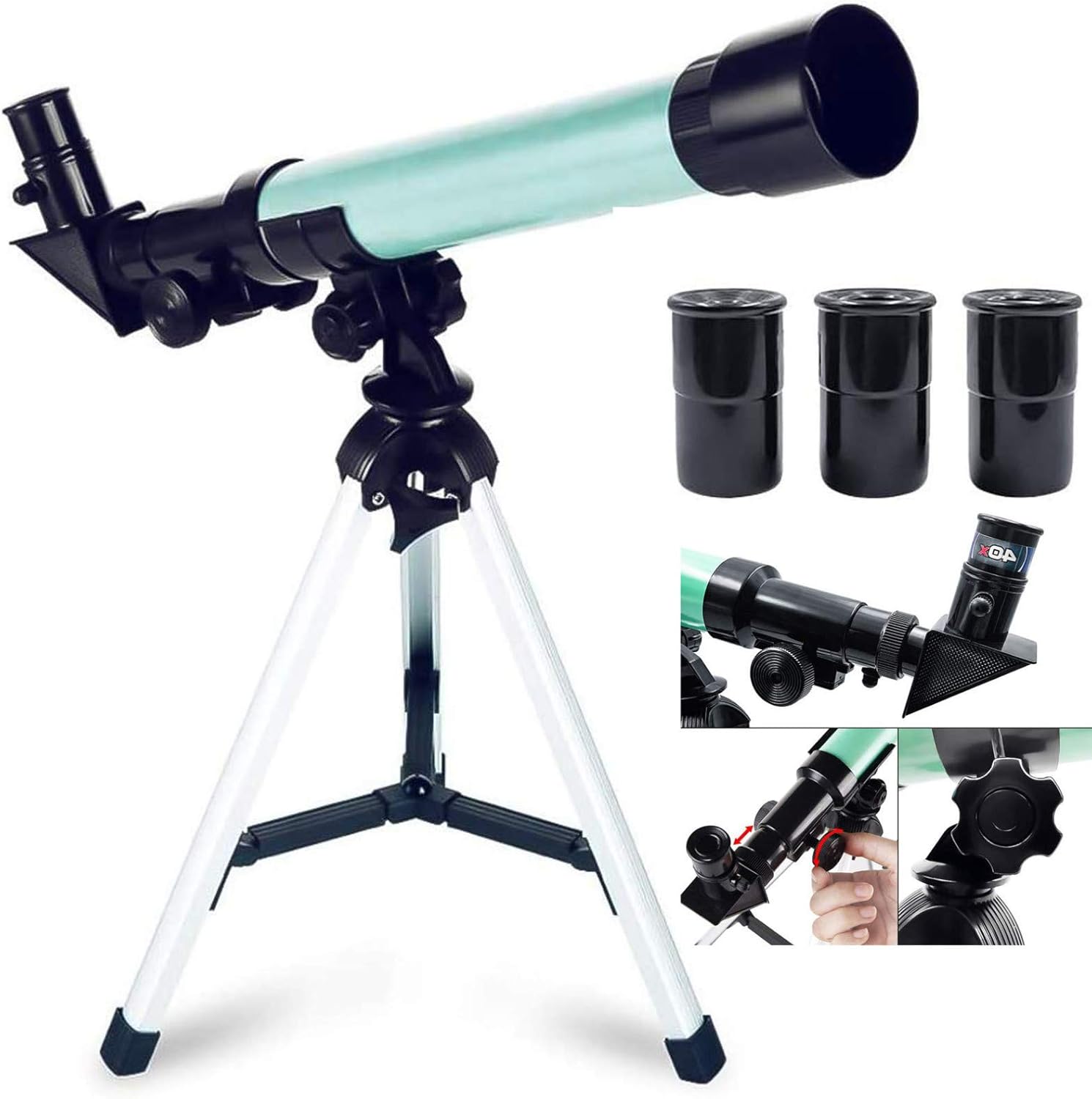 20x 30x 40x Telescope for Kids, Lightweight Tripod Science