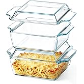 Vitrignis 2 Pack Small 6x6 Casserole Dish With Lid - 34Oz Square Glass Baking Dishes For Oven - Single Serving Glass Oven Bakeware
