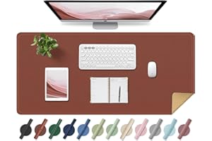 Non Slip Desk Mat, 31.5" x 15.7" PU Leather Desk Pad, Cork Desk Mat for Desktop, Desk Pad for Keyboard and Mouse, Ideal for O