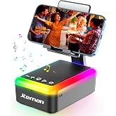 JTEMAN Gifts for Men Women, Cell Phone Stand with Bluetooth Speaker and Light, Portable Lanyard, Cool Tech Gifts for Dad Mom Husband, Unique Birthday Gift Ideas Black