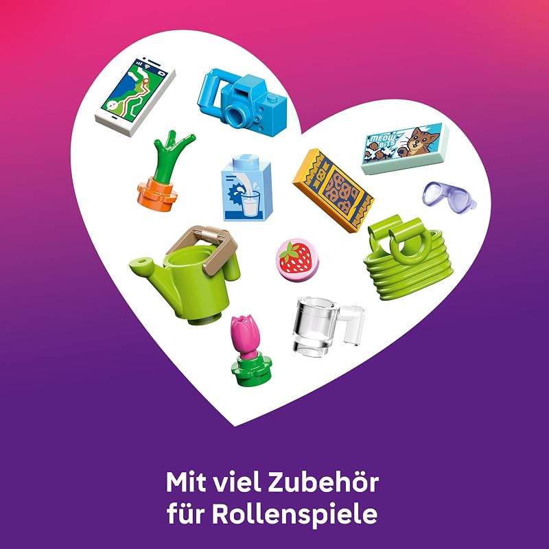 Friends Glampinghütte in freier Natur - Miniatur Spielhaus mit 2 Minifiguren, Katzenfigur & Zubehör inkl. Betten & Essen - Kinderzimmer Deko - Geschenk für Mädchen ab 6 Jahren - 42682