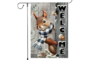 RMXJKIIU Welcome Garden Flag 12x18inch The Nut Squirrel Winter Garden Flags Yard Porch House Flag Double-Side For Home Outdoor Yard Patio Lawn Decor,Christmas Garden Decorations (RMQ-42, 12"X18")
