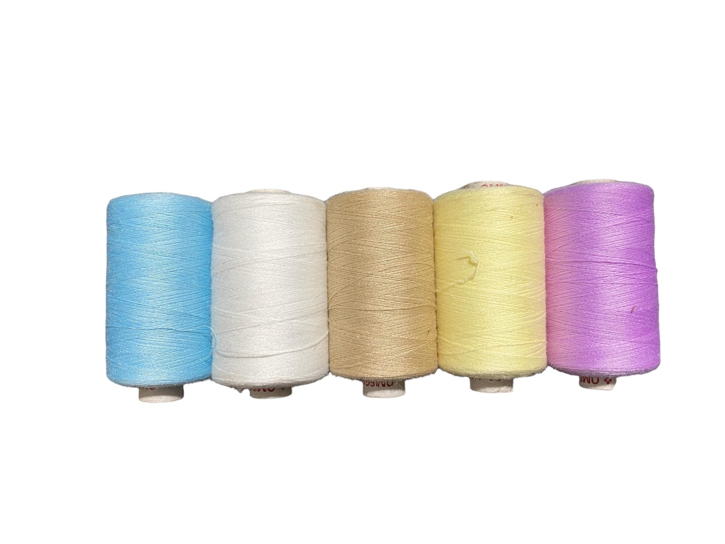 Strong Polyester Sewing Thread 20+ Colours Multipurpose 1000 Meter per Reel (Light Set, Pack of 5)