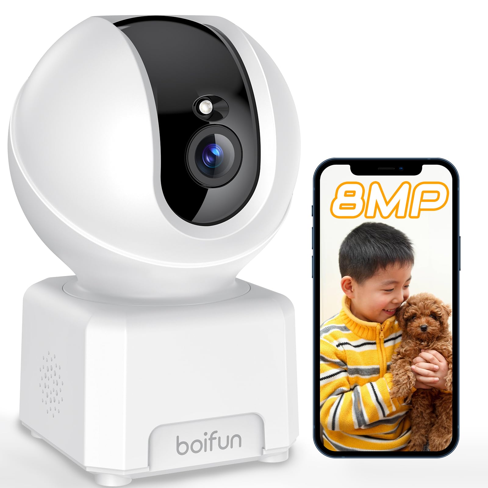 【メーカー2年保証・2025 4Ｋ800万高画素・2.4G&5GWiFi両対応】 ペットカメラ BOIFUN 監視防犯カメラ 全日録画 見守りカメラ 室内用 超広角 赤外線夜間 スマホとパソコン連動 AI知能ホームカメラ 屋内ネットワークカメラ ワイヤレス 高画素 小型 留守番カメラ IP ベビーモニター 動体検知 天井 猫/犬/子供/赤ちゃん/老人介護 出産 プレゼント 技適認証済み商品画像