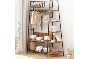 Lamerge Modern Hall Tree with Bench and Shoe Storage,Mudroom Bench with Storage and Hooks,Coat and Shoe Rack with Top Shelf and 5 Fan-shaped Shelves for Entryway,Bedroom, Hallway, 49"×17"×72"