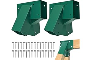BeneLabel A-Frame 2 Swing Set Brackets, Heavy Duty Steel Swing Set Hardware with Mounting Hardware, DIY Swing Set End Bracket Swing Set Kit for 2 (4x4) Legs & 1 (4x6) Beam, Green