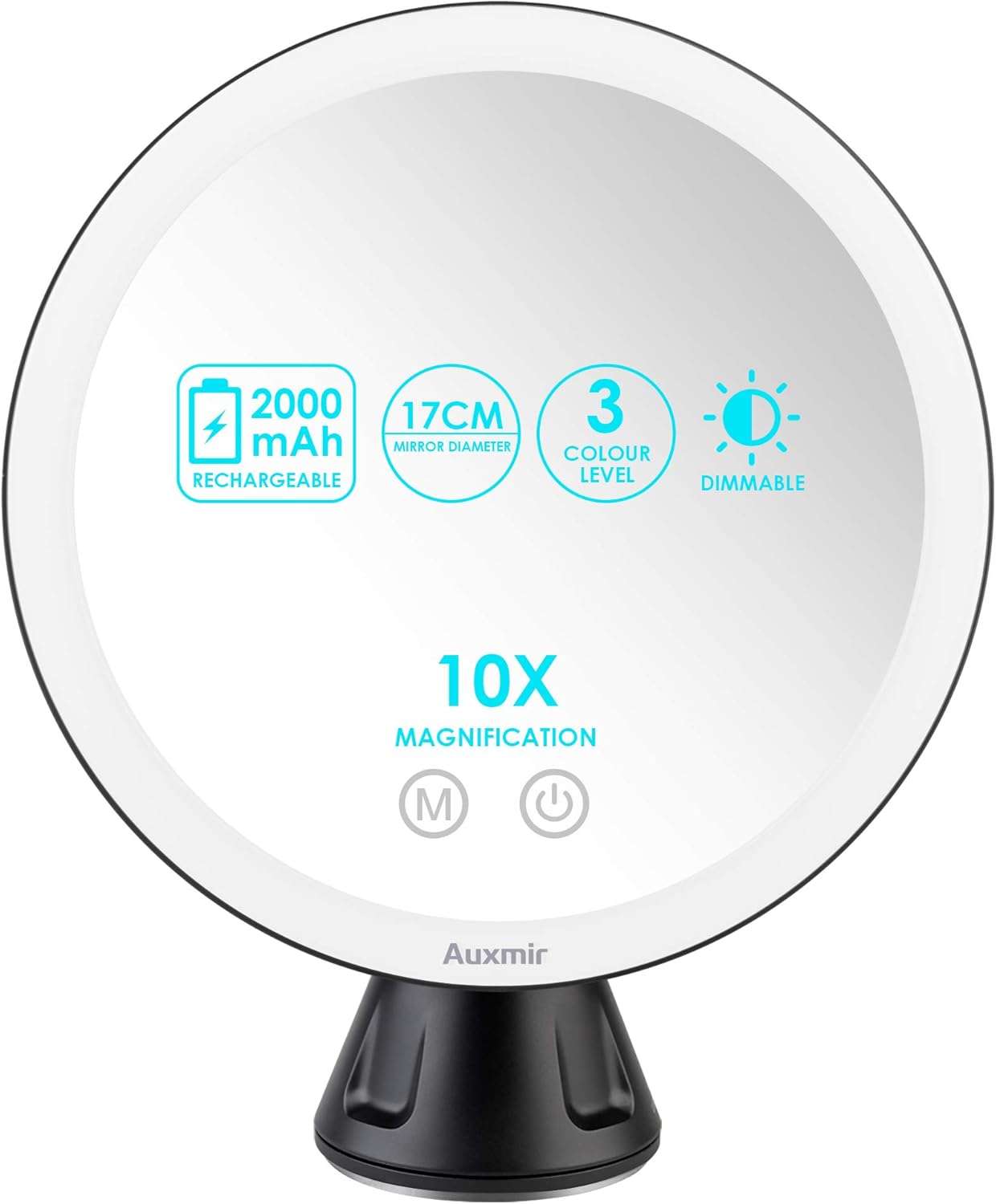 Pro Beautify Specchio Trucco LED Ovale Con Ingranditore 10x E Rotazione 360°