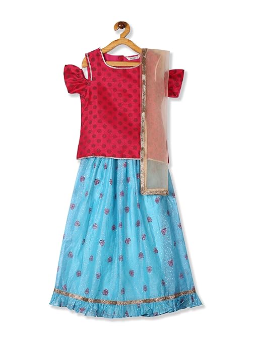 Karigari Girl's cotton Lehenga Choli (278791206_ Assorted_ 07Y)