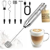 Zulay Kitchen Rechargeable Milk Frother Handheld - Frother Wand, Drink Mixer, Electric Whisk Frother, for Cappuccinos, Matcha
