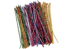 PULABO100 Pcs Colored Tinsel Chenille Stems Metallic Pipe Cleaners,Glitter Christmas Pipe Cleaners for DIY Craft Projects,Wed