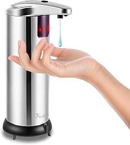My Safe Home Hands Free Soap Dispenser – Stainless Steel Touchless Soap Dispenser – Infrared Motion Sensor – Waterproof Adjustable Hands Free Hand Sanitizer Dispenser for Kitchen, Bathroom, Restaurant
