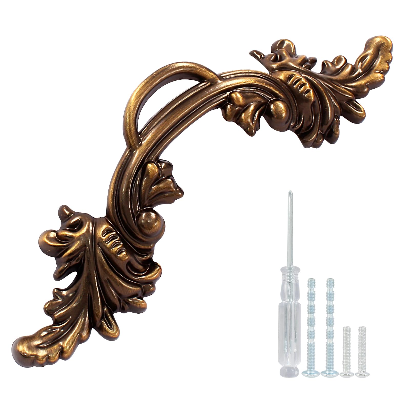 Photo 1 of Biaungdo 6 Pcs Vintage Cabinet Pulls Handles, Shabby Chic Drawer Handles European Style Dresser Pulls Vintage Antique Furniture Handles for Dresser Drawer(2-1/2 Inch Hole Center, Bronze)