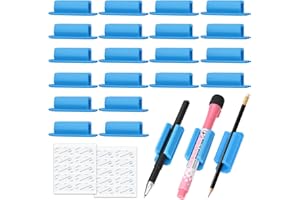 BOBOKA 20Pcs Pencil Holder for Desk, Adhesive Pen Holder for Classroom Clipboard Attachment, Silicone Pencil Holder & Marker Holder for School Office Desk Accessories, Teacher Supplies