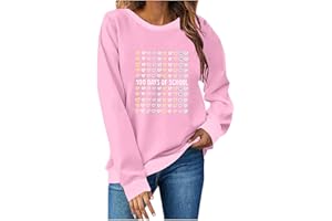 betible Womens 100th Days of School Sweatshirt Heart Pencil Print Top Casual Long Sleeve Pullover for School Celebration