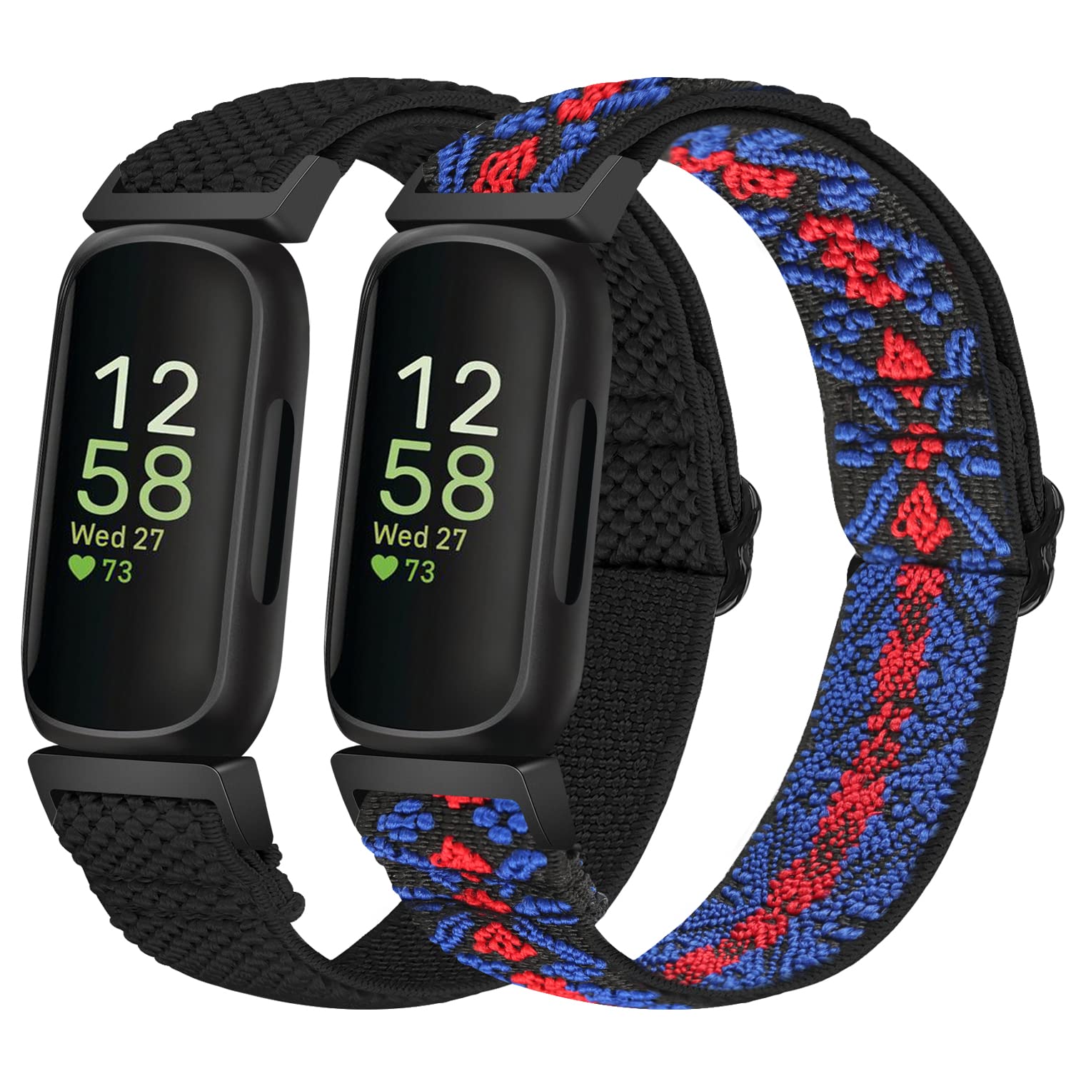 Huamanlou 2 Pack Elastic Strap Compatible with Fitbit Inspire 3/Inspire 2/Inspire/Inspire HR/Ace 3/Ace 2, Soft Nylon Adjustable Sport Replacement Band Women Men