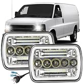 RXTSQI H6054 5x7 7x6 LED Headlight Fit for Chevy Blazer/Chevy Express | Hi/Low Beam, DRL Turn Signal, Fit for Jeep Wrangler YJ Cherokee XJ Ford Econoline GMC Savana TOYOTA Pickup Nissan D21, 2PCS