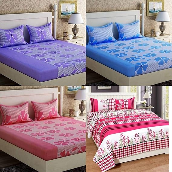 RS Home Furnishing Cotton 185 TC Bedsheet (King_Multicolour) Amazon.in