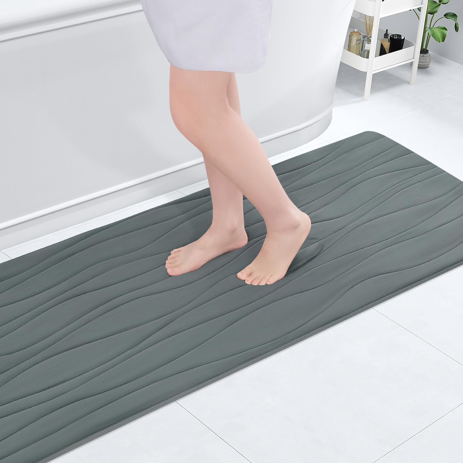 Buganda Memory Foam Bathroom Rug Mat 47x17, Extra