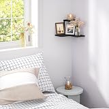SRIWATANA Corner Shelves 2 Tier Floating Wall Mounted Rustic Black view 8