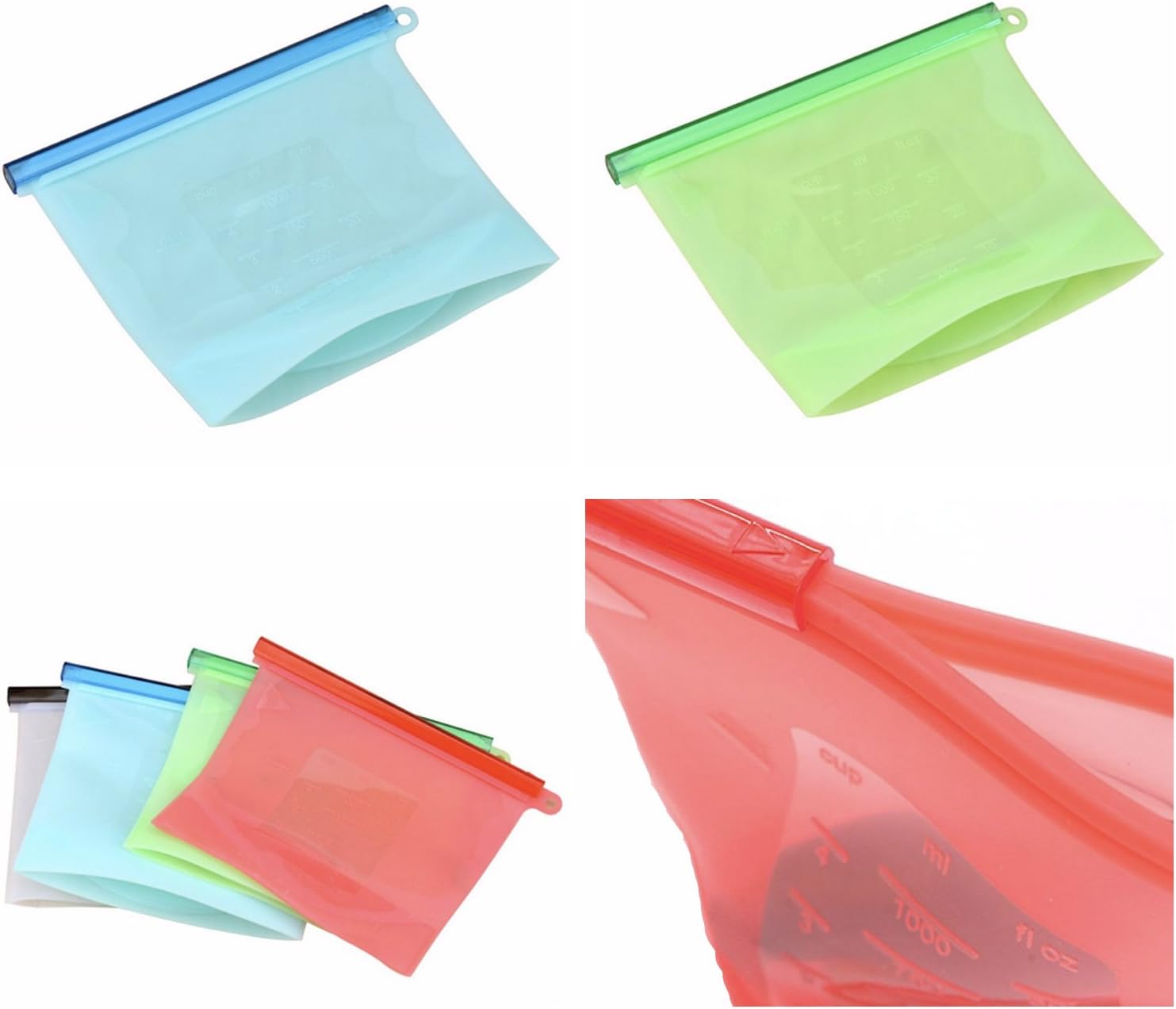 Silicone Reusable Food Saver Bags - 4 Pack