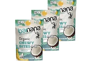 Barnana - Organic Chewy Coconut Banana Bites, Healthy Dehydrated Treat, Chewy Coconut Banana Snack, Made With Real Fruit, Potassium, Kosher, USDA Organic, Paleo, Gluten-Free, Vegan (3.5 oz, 3-Pack)