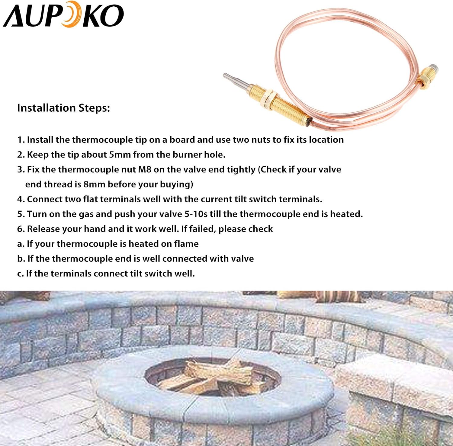 Aupoko 24" Gas Thermocouple Kit - Image 5