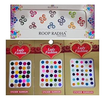 My.Shop Multi Colour Plain Bindi Tikka for Women Matching Makeup Bindis Stickers (4 Sizes)