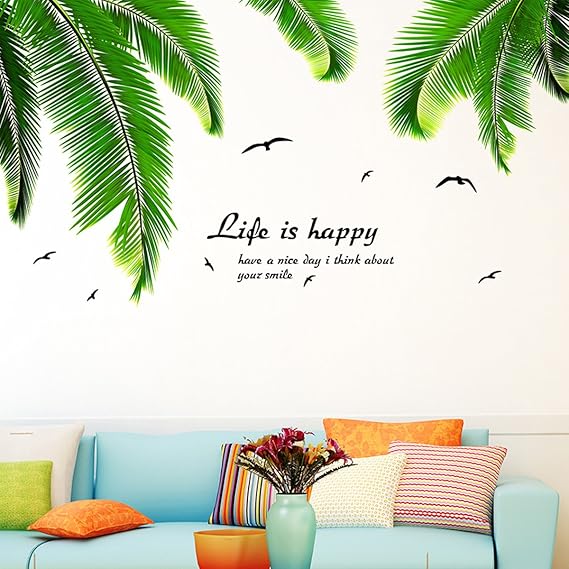 Palm Tree Leaves Wall Sticker Wall Decals for Living Room, Home,Bedroom
