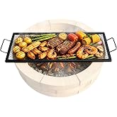 VEVOR X-Marks Fire Pit Grill Grate, Rectangle Cooking Grate, Heavy Duty Steel Campfire BBQ Grill Grid with Handle &amp; Support X Wire, Portable Camping Cookware for Outside Party Gathering, 44 Inch Black