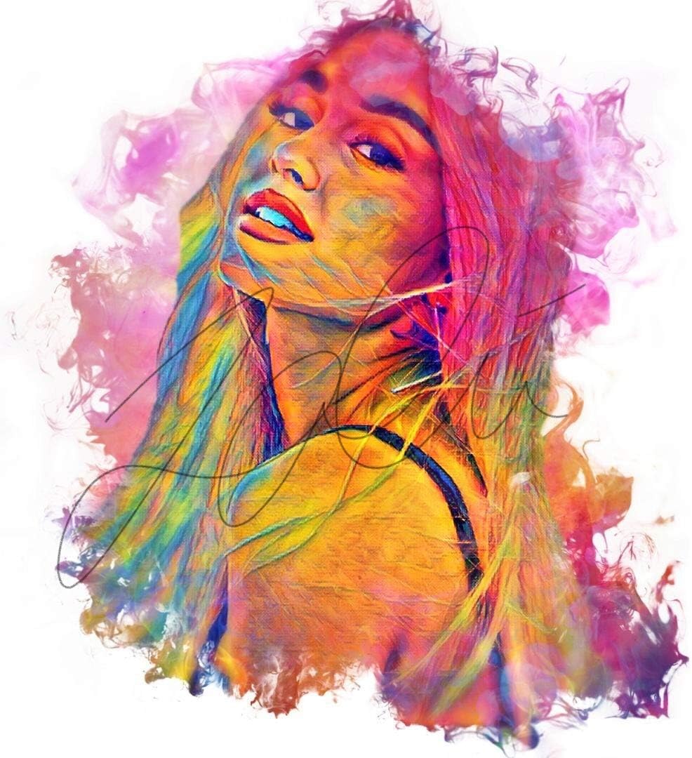 Ariana Grande Colourful Ink Pop art Hand Drawn Painted PRINT Poster #ARIANA_INKED5