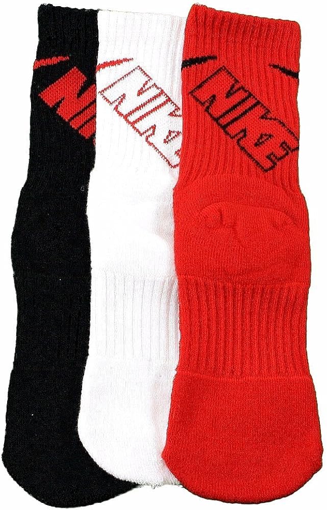 Nike Little Boy's 3PK Red Asst. Performance Crew Socks Sz 56 Fits Shoe 9C13C