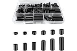 250PCS Black Nylon Round Spacer Assortment Kit ID 3MM OD 7MM, KWOKWEI Outlet Screw spacers 3mm to 35mm in Length, Plastic Spacers Without Threaded for M3 Screws
