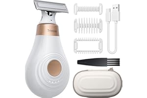 Trimcoo 2026 New Bikini Trimmer for Women - Small But Powerful Electric Razors, Intimate Pubic Hair/Lady Facial Painless Removal, USB-C Cordless Body Shaver for Trip, Replaceable Wet/Dry Blade, White