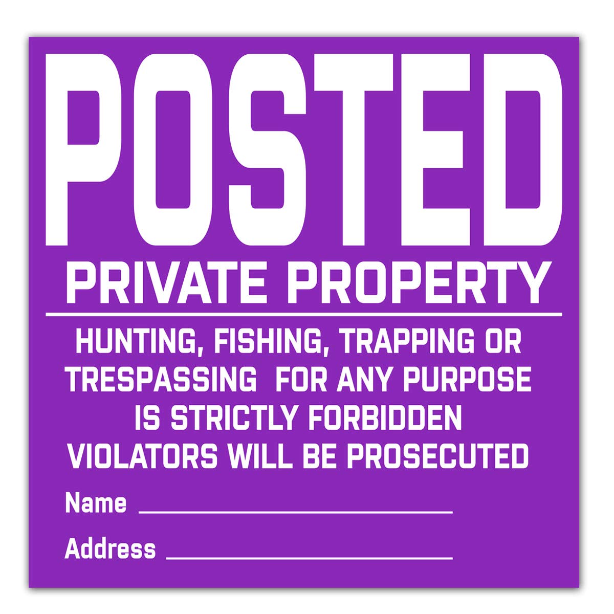 Remarkable Posted Private Property Signs,Posted No Hunting Fishing Trapping Trespassing Sign,Vinyl Durable Tyvek Posted Signs 20 Pack (Purple