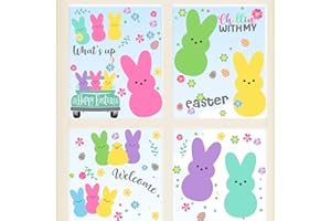 DYDAMUD Easter Window Clings Easter Bunny Decoration What's up ? Easter Holiday Spring Flower Decals Window Colorful Bunny Stickers for Spring Picnic Bunny Party, Easter Party Decorations Supplies